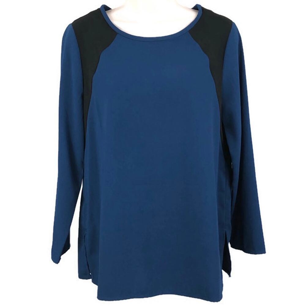 NWT J.CREW Women's LONG SLEEVE BLOUSE Blue & Black Size 4